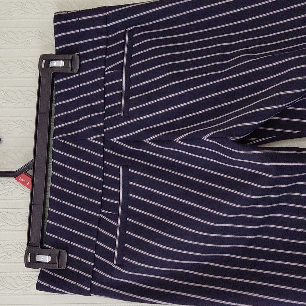 7TH AVE Navy  and White Pinstripe Trousers Pant Straight Business Professional - Picture 8 of 8
